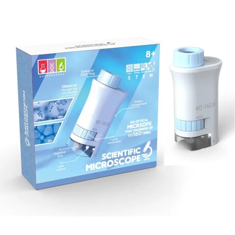 Mini Microscopio Didáctico 40-160X Portable p/Bolsillo Niños Celeste