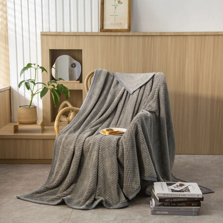 Manta Frazada Polar 2 Plazas Calada Suave Cálida Cama Sofá Gris