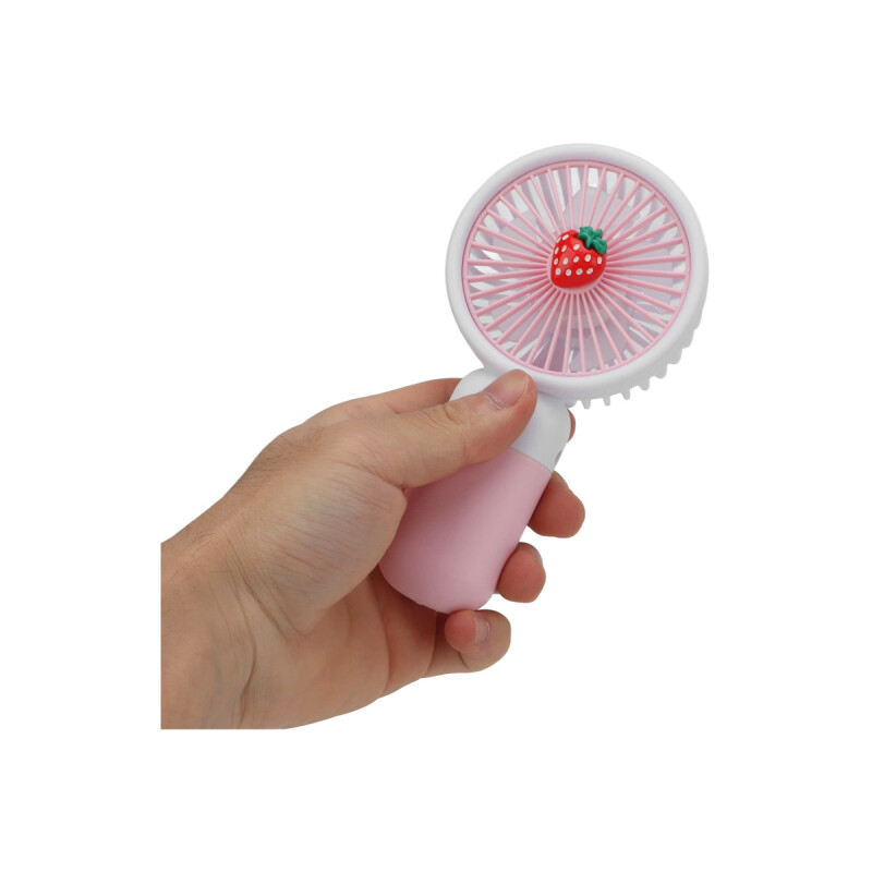Ventilador portátil con diseño de fresa color rosa Ventilador Portátil Con Diseño De Fresa Color Rosa
