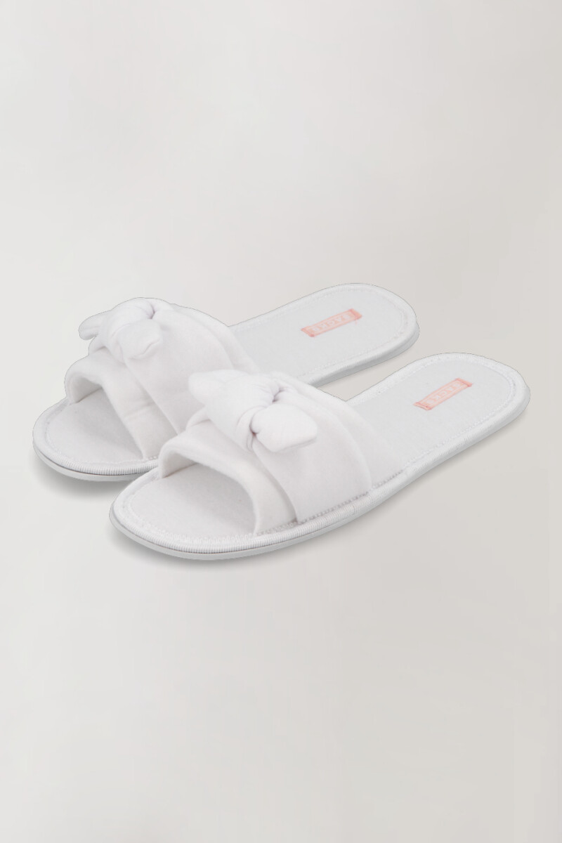Pantufla abierta moña Blanco
