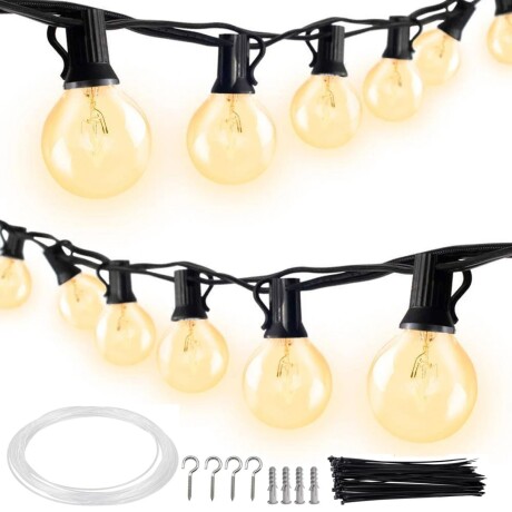 Guirnalda Guía Luces Vintage X25 + 2 Rep 7,62m Jardín Negro