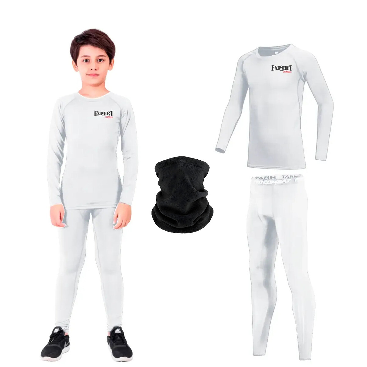 Conjunto Deportivo Camiseta termica Calza Niños X3 - Blanco 