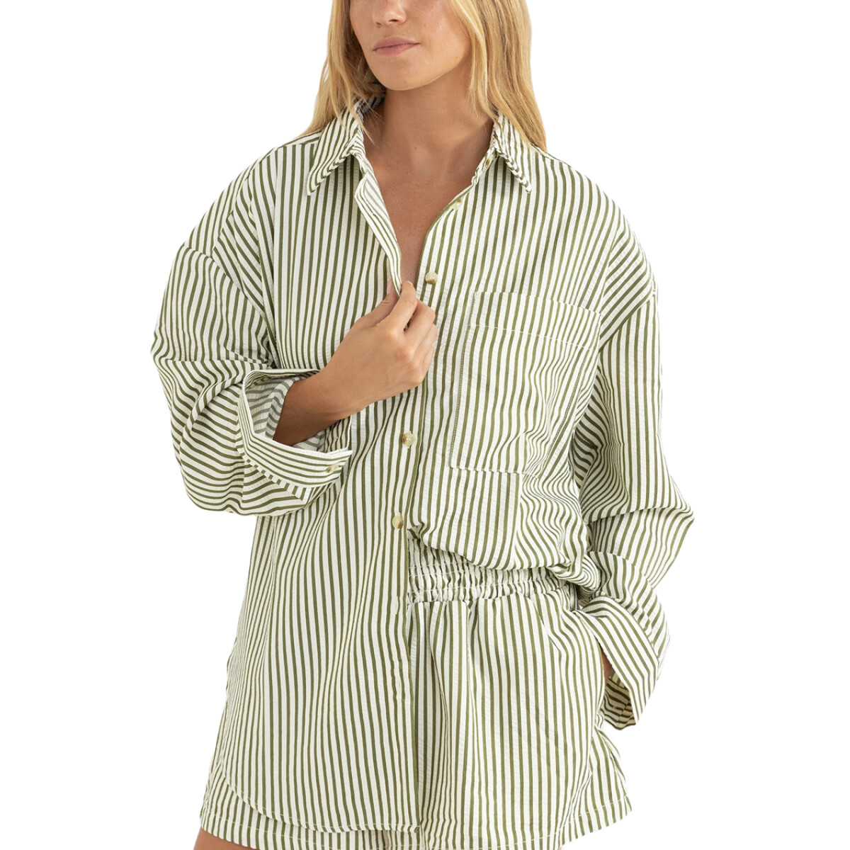 Camisa Rhythm Cove Stripe Long Sleeve - Verde 
