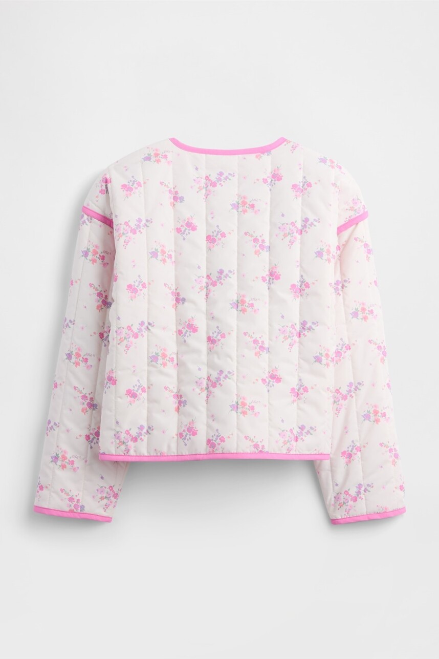 Campera Quilted Niña White Floral Print