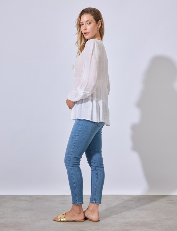 Blusa Detalle Puntilla BLANCO