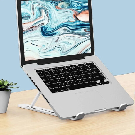 Soporte laptop regulable en altura de aluminio Plateado