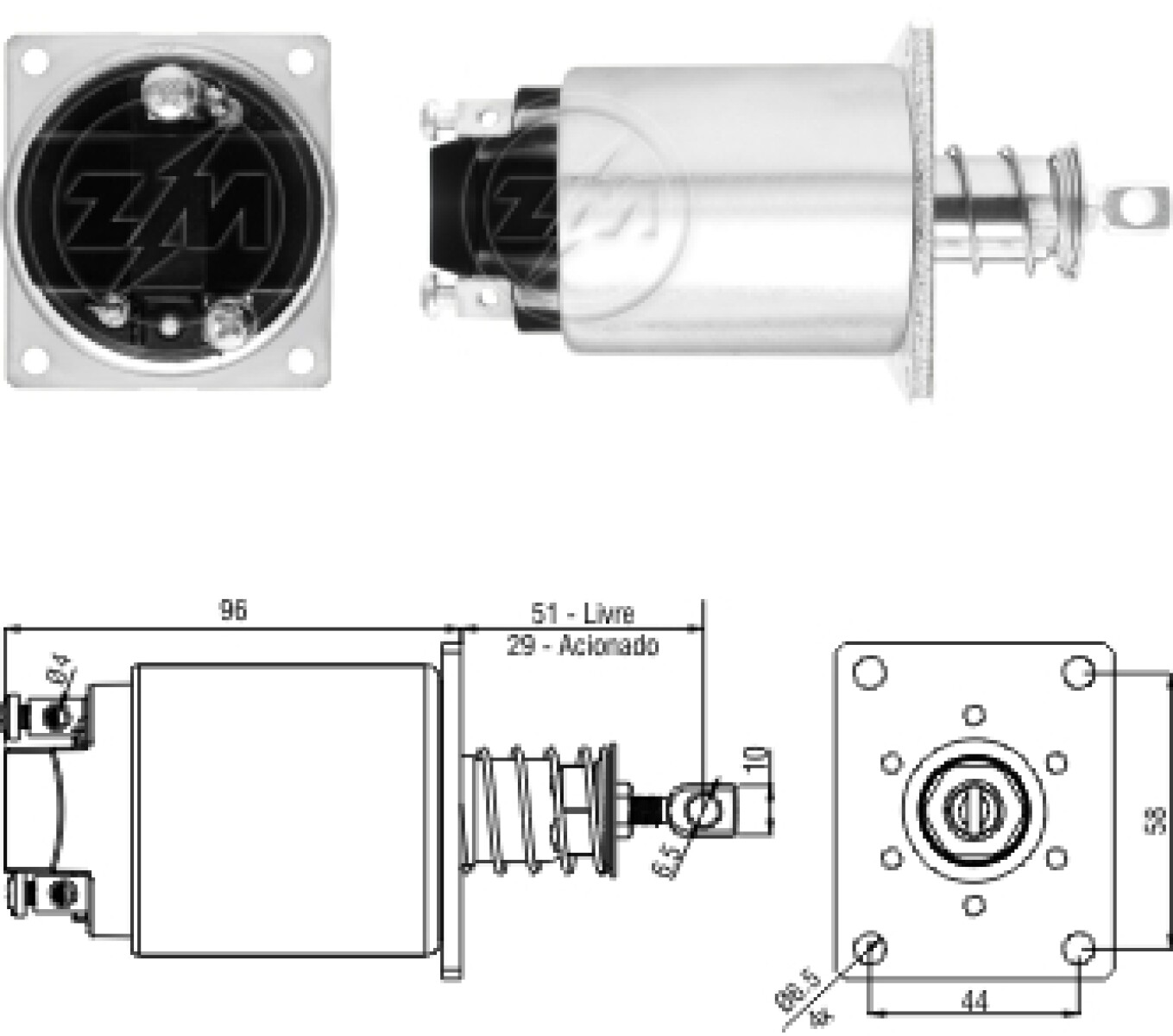 AUTOMATICO DE ARRANQUE - SOLENOIDE CORTE 12V MWM ZM 