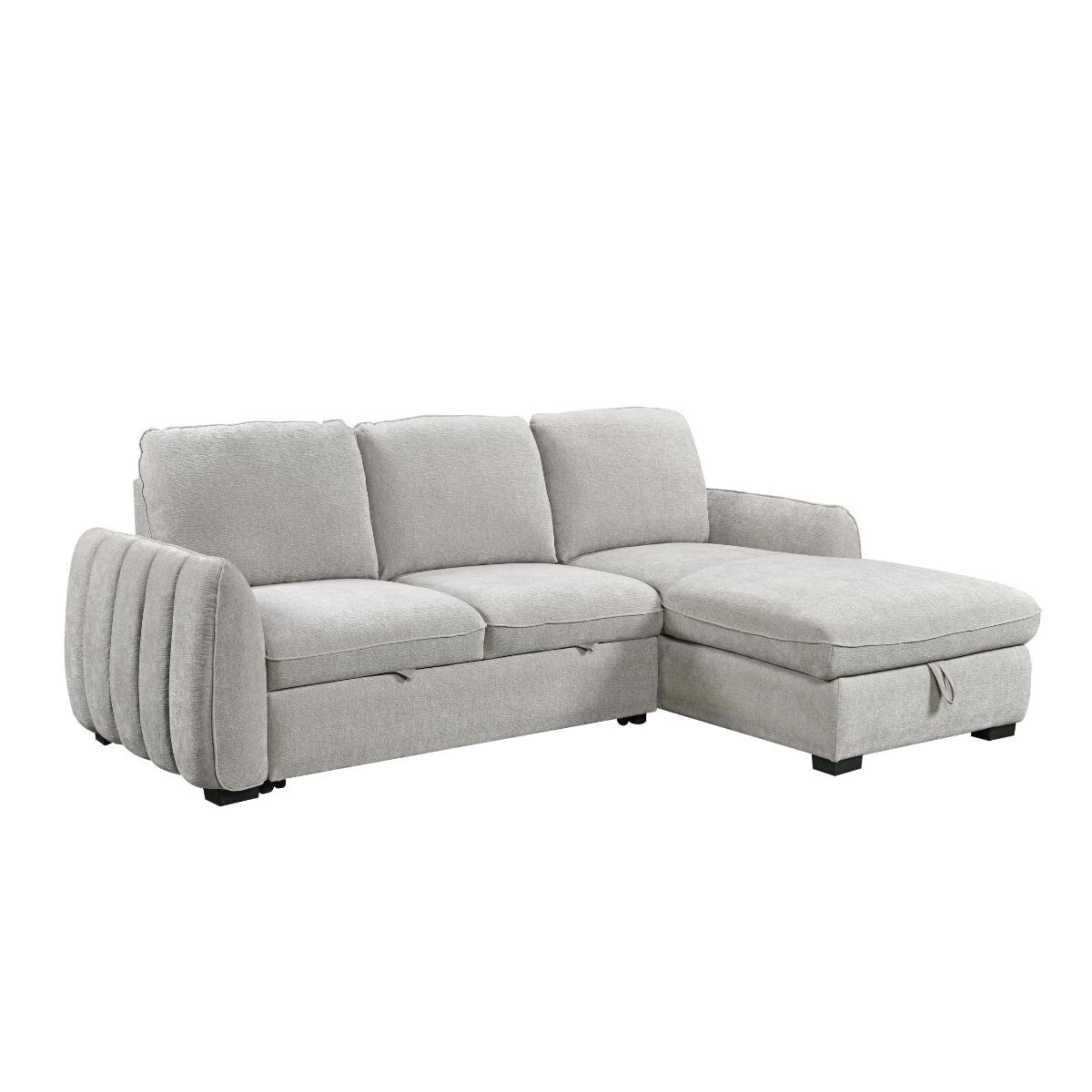 Rinconera Cama Thesi (C/Baúl) - Tela Microfibra - Chaise derecho - City 451 (Gris) 