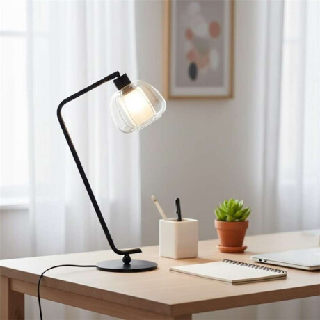 Lampara De Mesa D31X51Cm Vidrio/Metal Negro