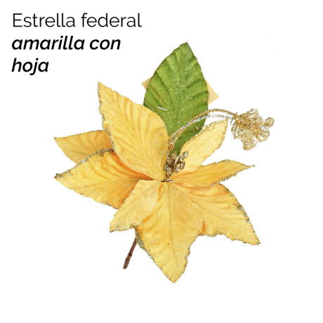 Estrella Federal Amarilla Con Detalles En Dorado Y Hoja Verd Unica