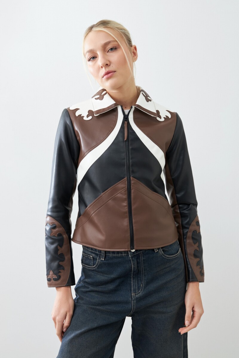 Chaqueta western eco cuero negro