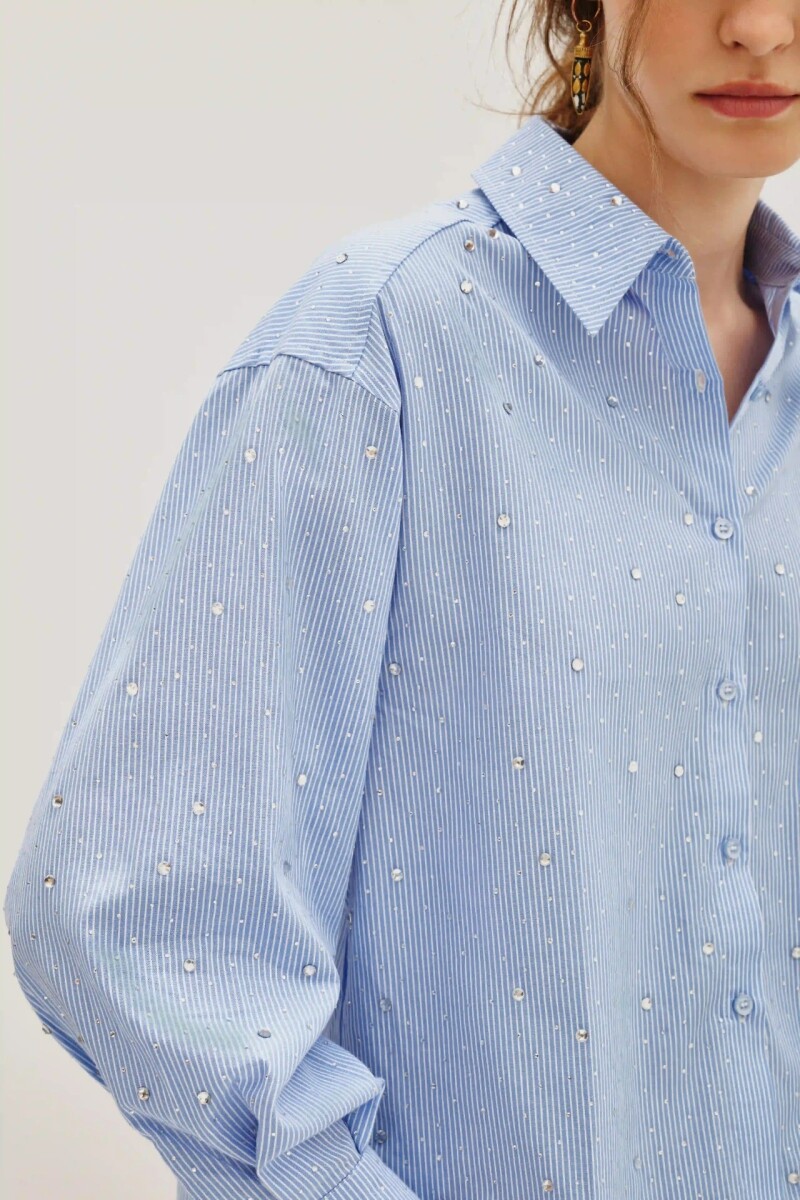 Camisa Marcel Stripes Celeste