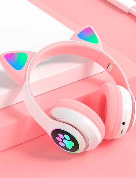 Auriculares Bluetooth infantiles diseño gato Goldtech Catbass RGB Rosa