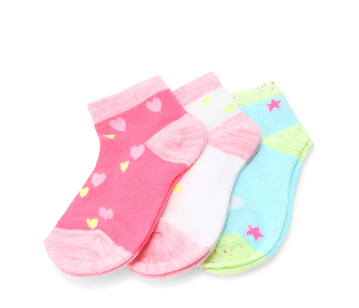 Medias Mini Miss Carol Media Neon pack X3 Rosado / Turquesa