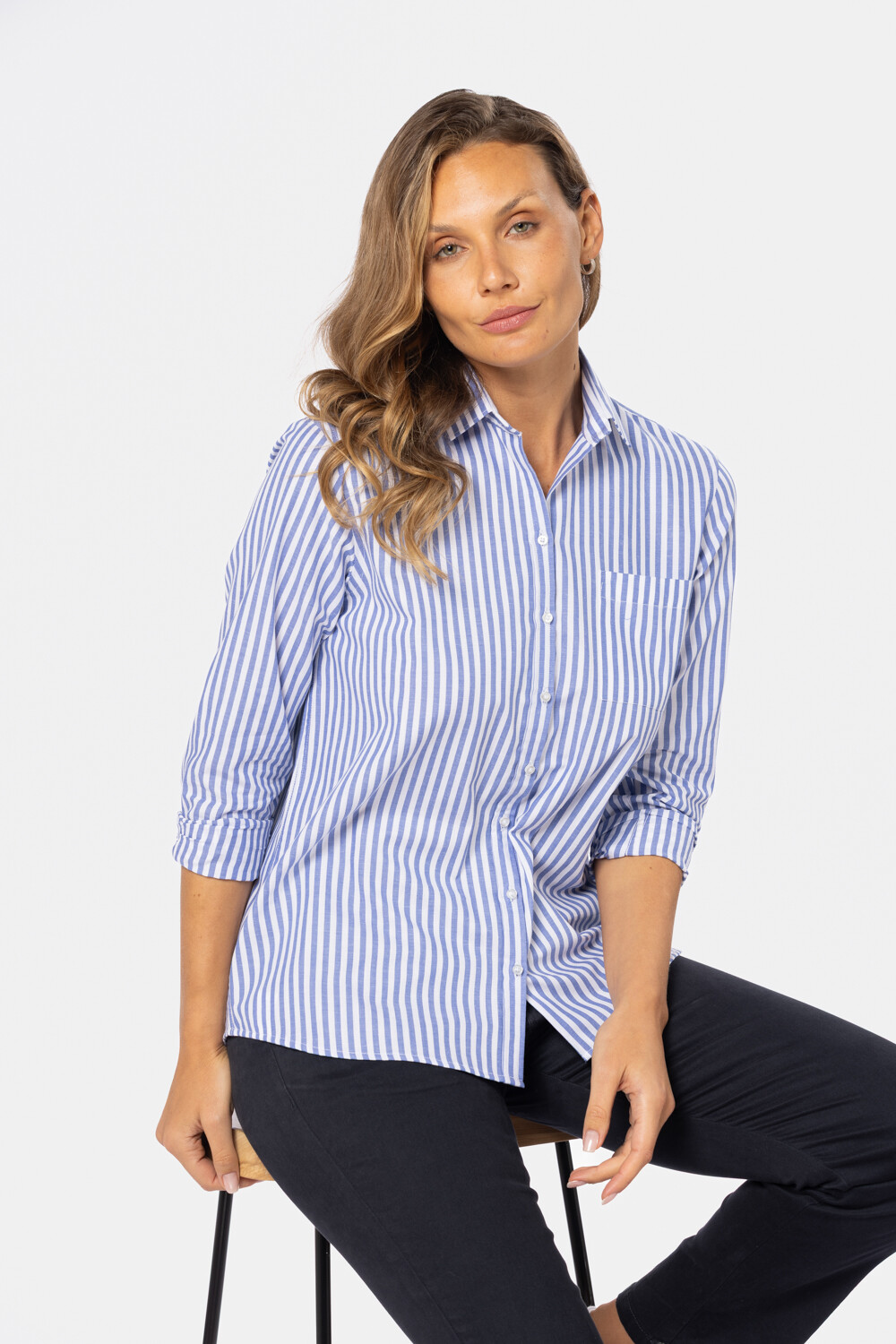 CAMISA HOLGADA RAYADA Piedra