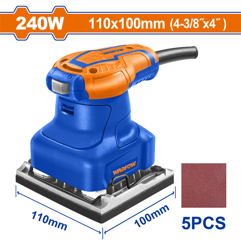 LIJADORA ORBITAL 240W 110X100MM + 5 LIJAS WADFOW WFA1503 AZUL LIJADORA ORBITAL 240W 110X100MM + 5 LIJAS WADFOW WFA1503 AZUL