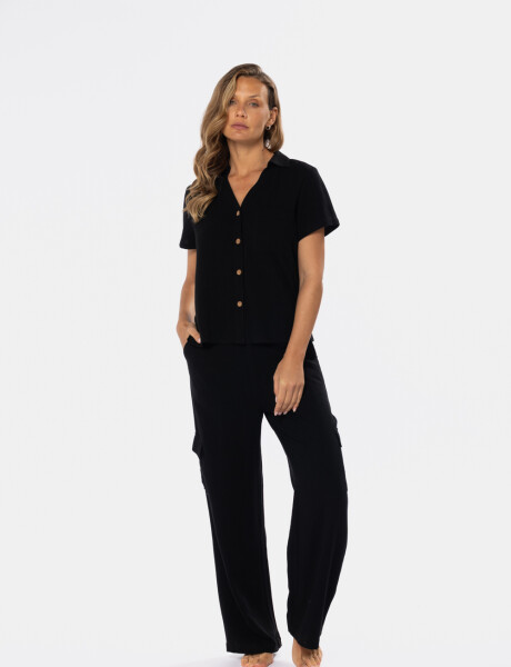 PANTALON CARGO DE LINO Negro