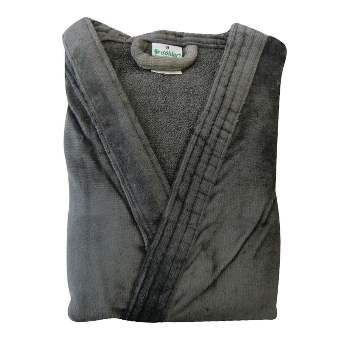 Bata Baño Dohler Velour 100% Algodón Talle P al XXG - Gris Oscuro 