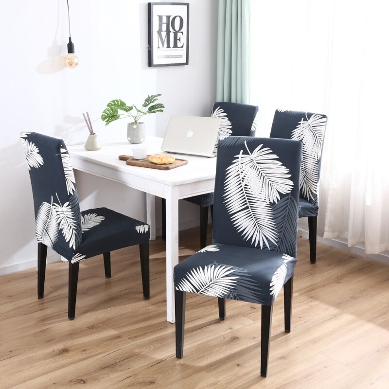 Set 6 Fundas Para Silla Cubre Asientos Estampada Hojas grises
