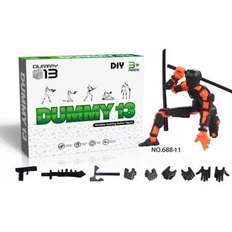Figura Articulada Dummy 13 con Accesorios NARANJA