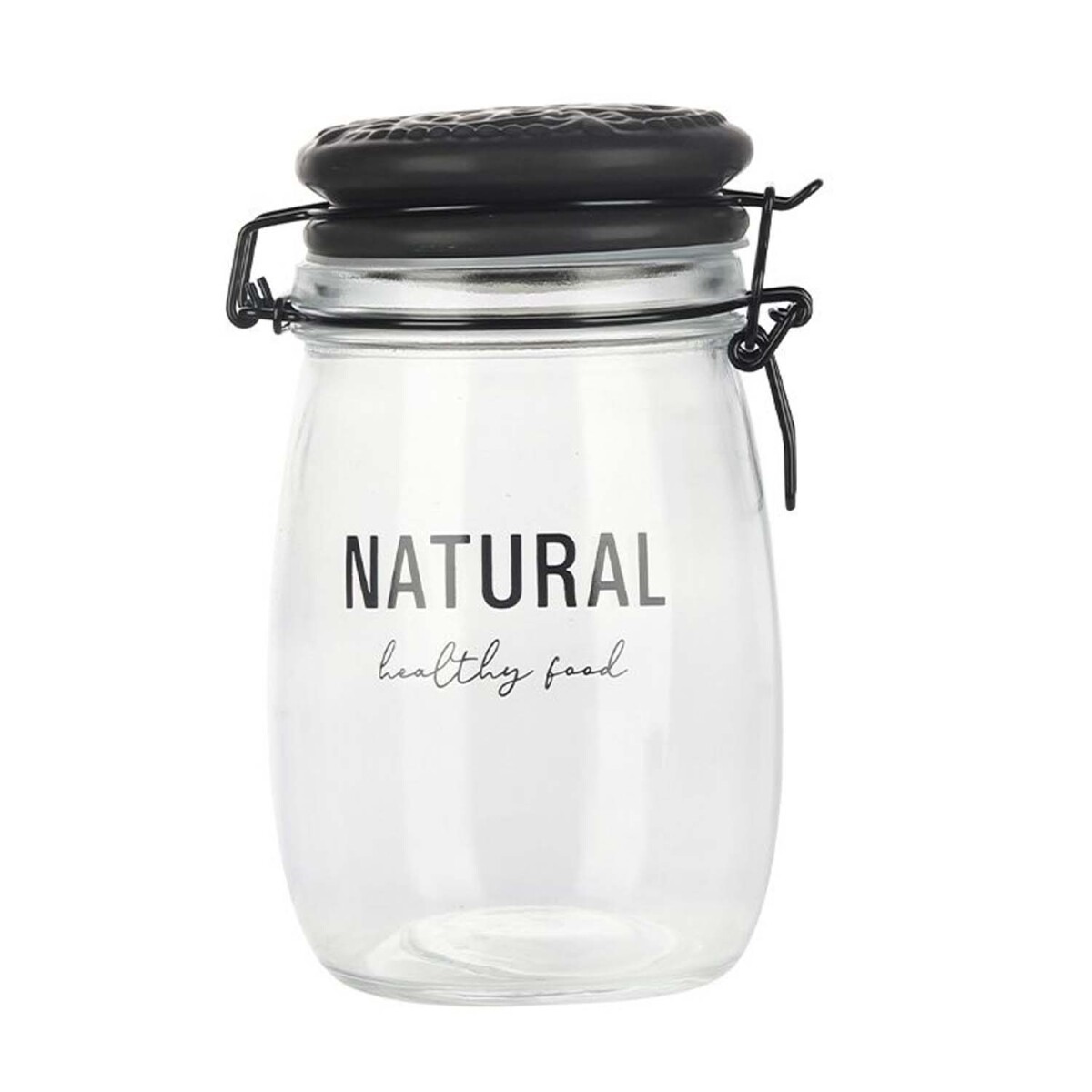 Frasco Recipiente Natural 1Lt en Vidrio y Tapa Cerámica - Negro 