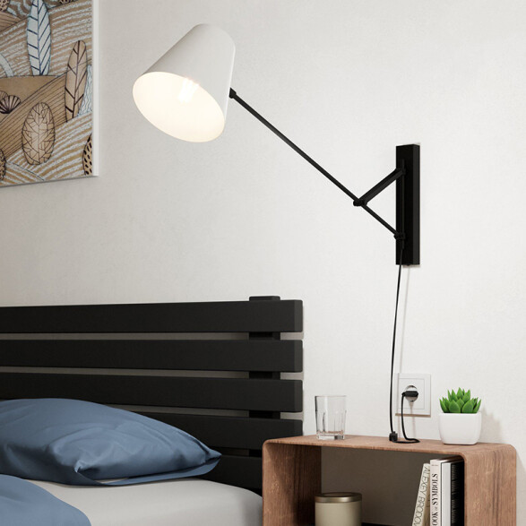 Lámpara de pared E27 brazo de acero móvil +campana EG6120