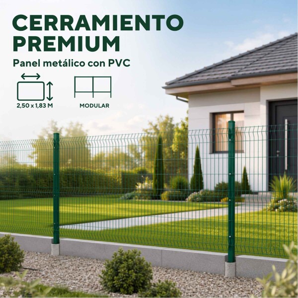 Panel Cerca Metálica PVC 2,50 x 1,83 m Verde