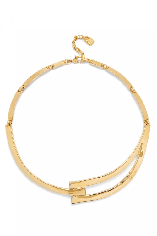 COLLAR RIGIDO DE ALEACIÓN DE METALES BAÑADA EN ORO DE 18K Colgante
