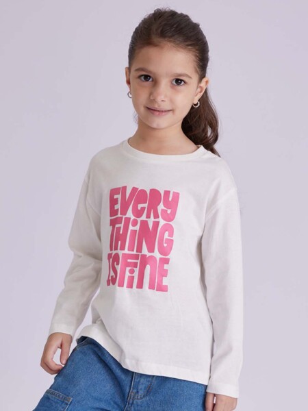 Remera manga larga Estampado Blanco