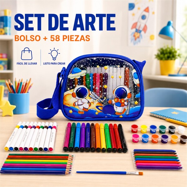 Set de Arte Infantil con Bolso 57 Piezas para Pintar y Dibujar Azul