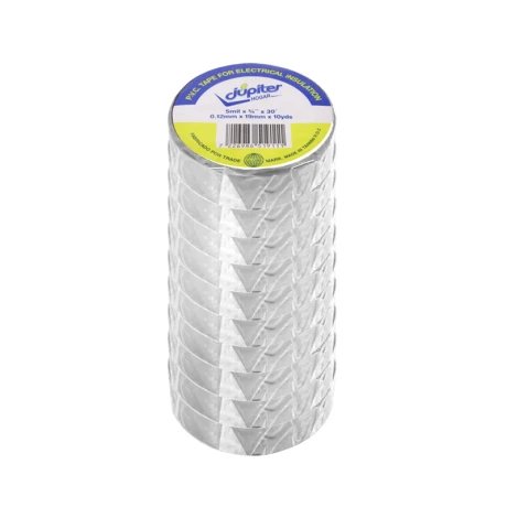 Cinta aisladora JUPITER tubo x10u 0.12mm 19mm x10yds Blanco