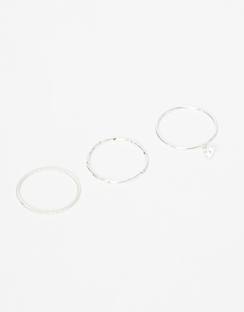 Sets Anillos Strass Set De Anillos En Plata 925 Y Cubic - Plateado