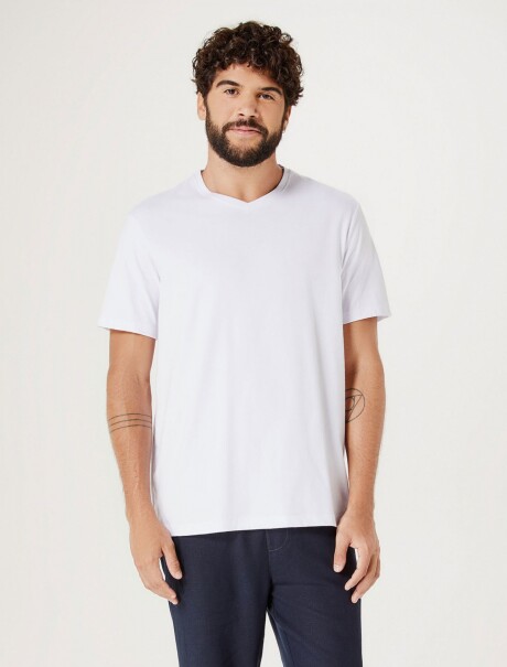 CAMISETA UNISSEX ESCOTE V BLANCO