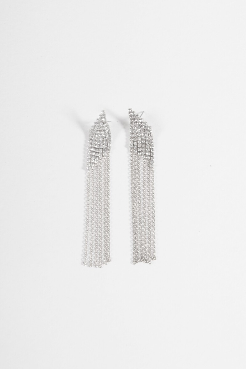Caravanas strass cadena plateado