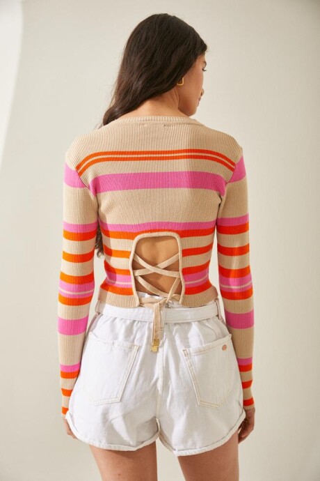 SWEATER BLONDIE BEIGE-FUCSIA