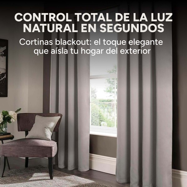 Cortina Blackout 100% Engomada Termica Set 2 Paños Tipo Lino Variante Color Gris Claro