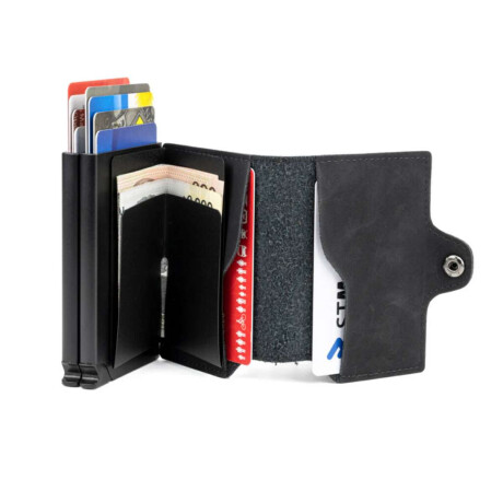 Billetera Baleine Double Kansas Full Black Negro