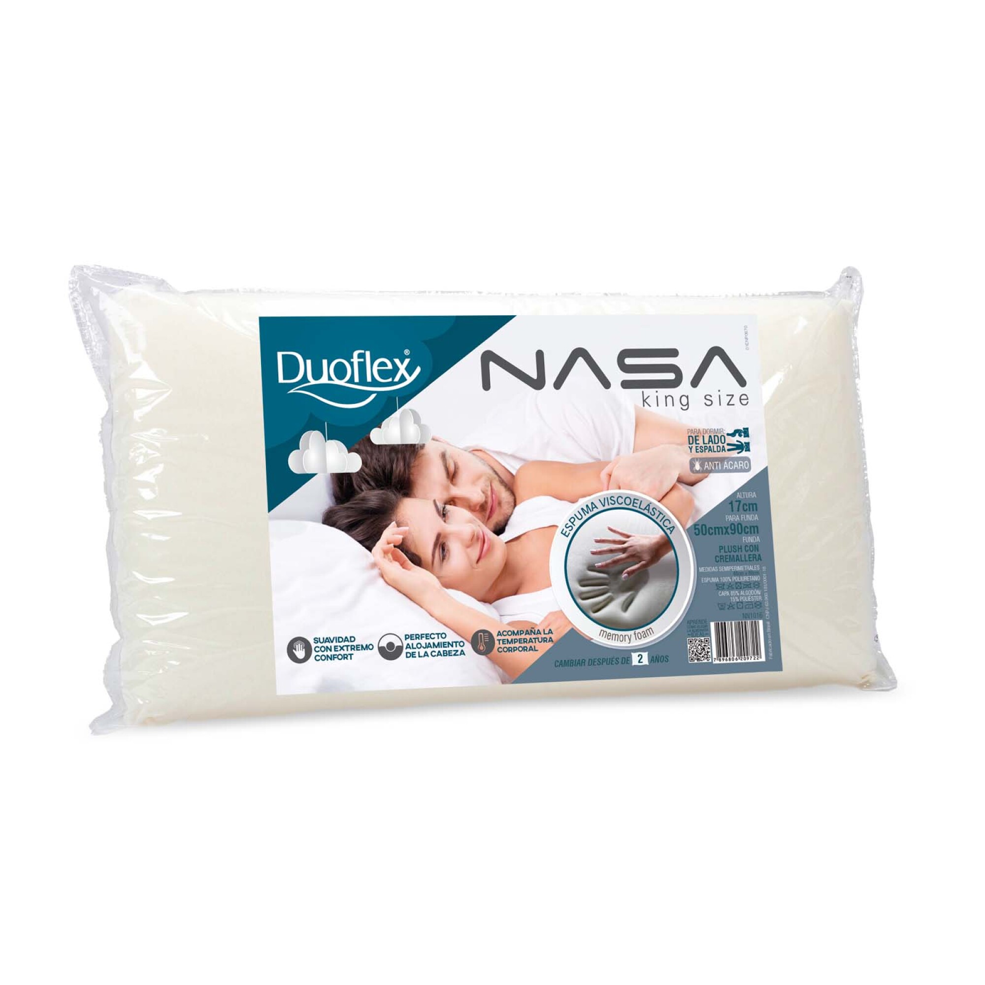 Almohada Viscoelastica Blanco Nn1016 Nasa King Size Nn1016 Divino