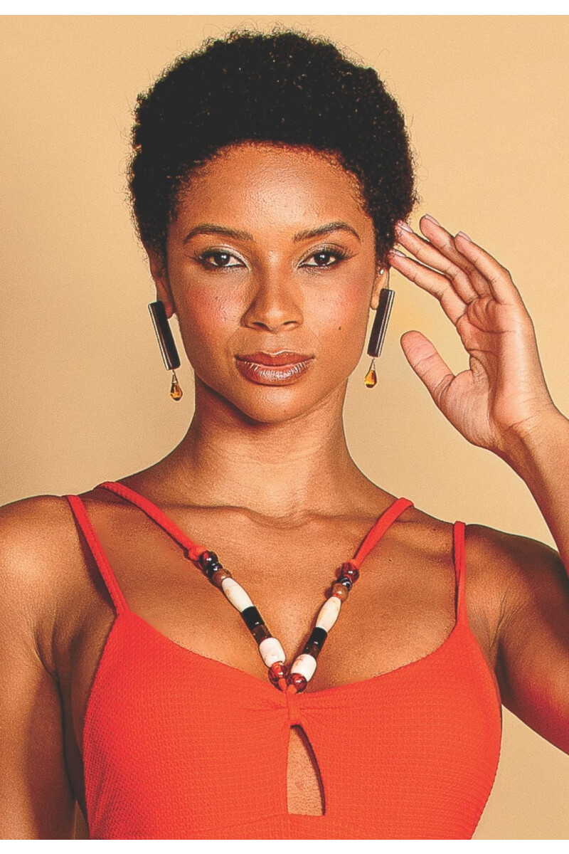 MALLA CON TEXTURA Y ACCESORIOS NARANJA-LRN