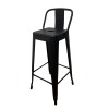 Taburete Tolix en metal con respaldo Negro