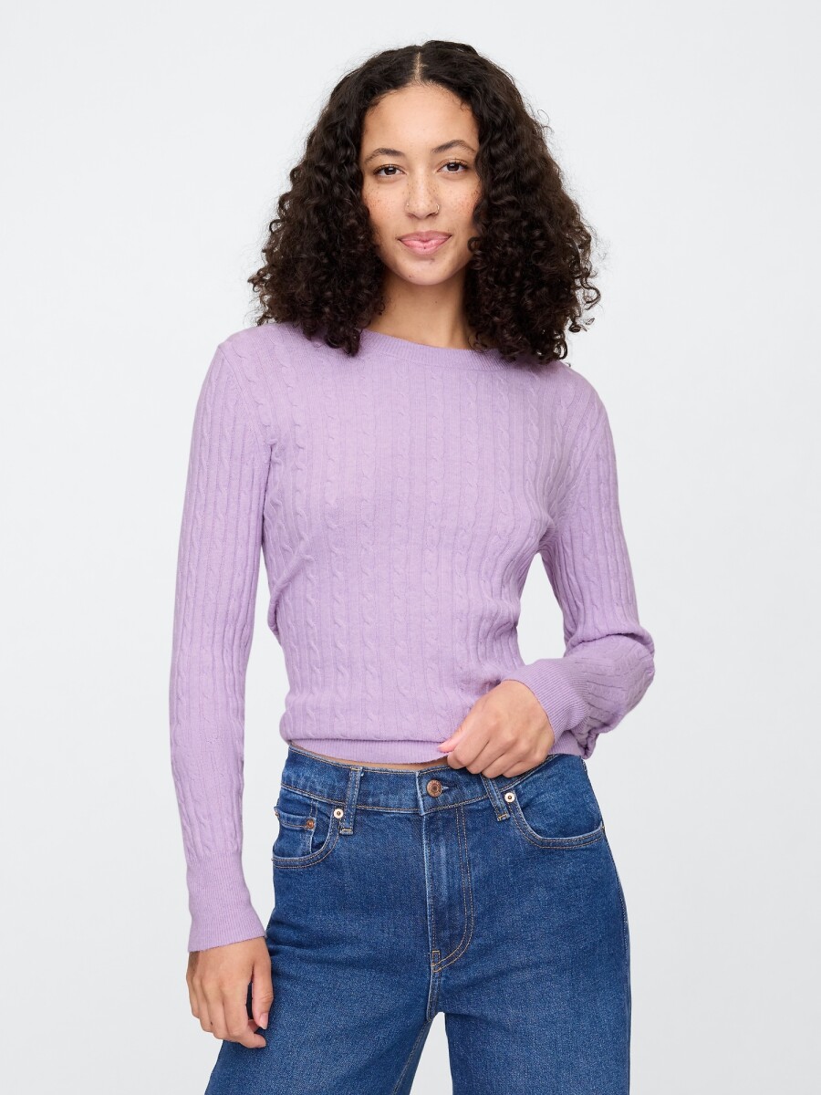 Buzo Cashsoft Cuello Redondo Mujer - Lilac Symp Htr B5647 
