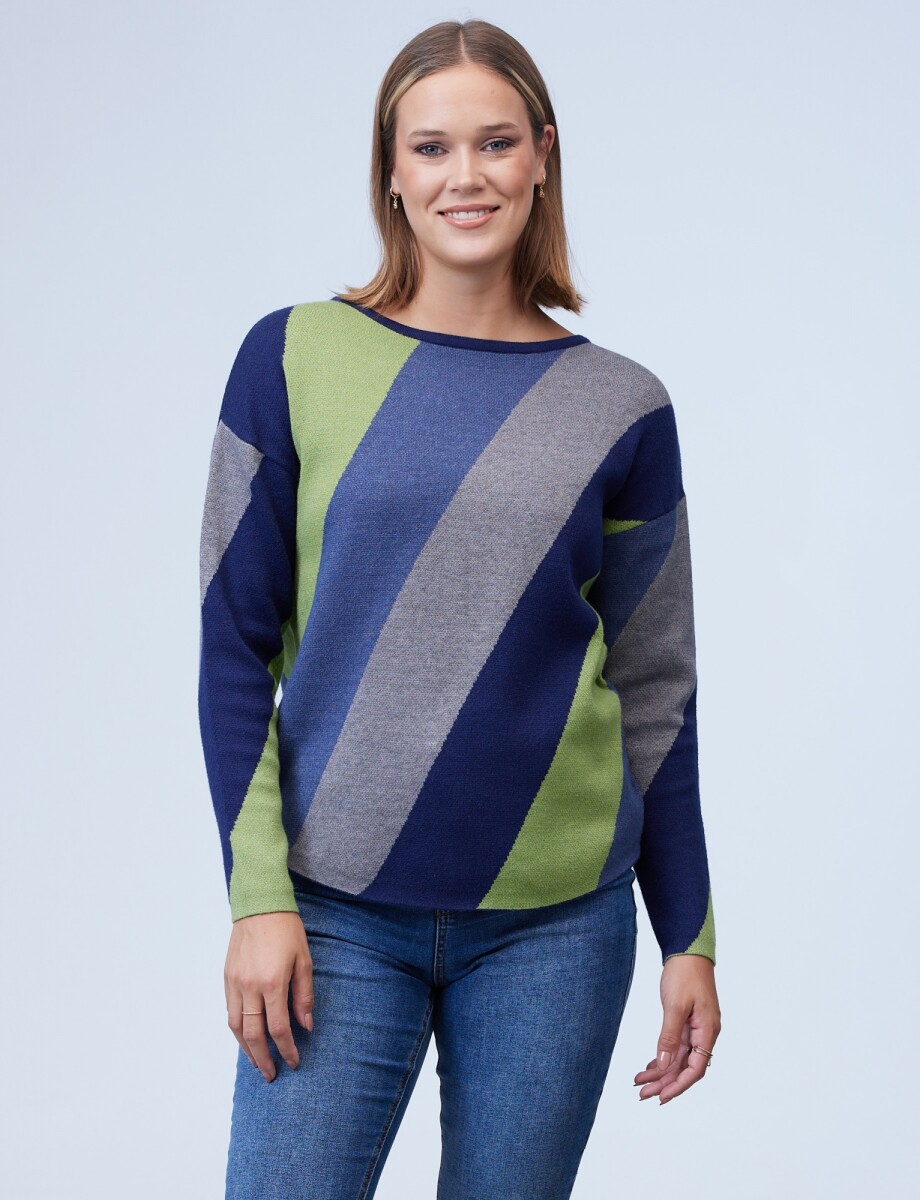 Buzo Dolman Colorblock - Multi/verde 