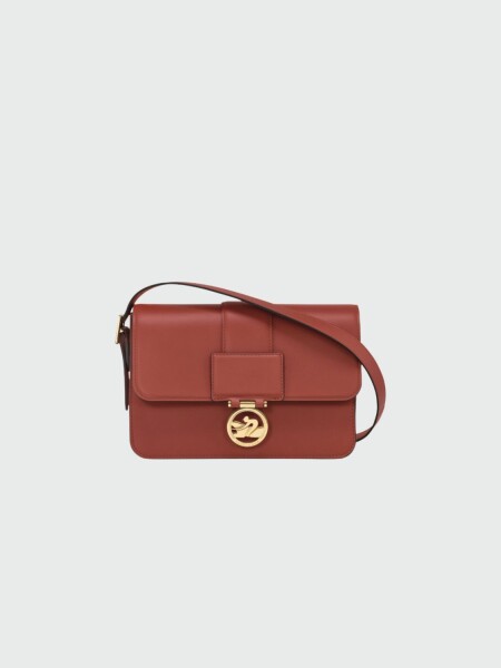 Longchamp -Cartera de cuero con solapa, Box-trot Terracota