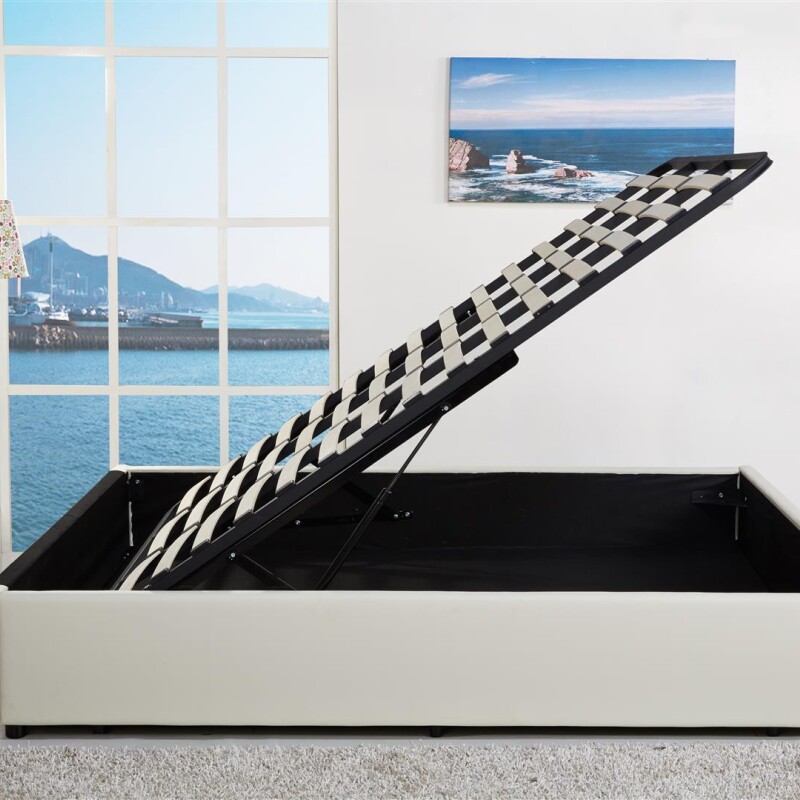 Cama Baúl 1 plaza 0.90 x 1.90 Tapizada Crema Cama Baúl 1 plaza 0.90 x 1.90 Tapizada Crema