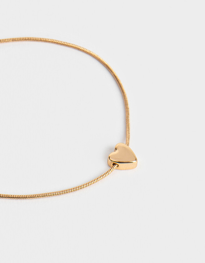 Pulseras Flexibles Bañada en Oro Pulsera Con Corazón Bañada En Oro - Dorado