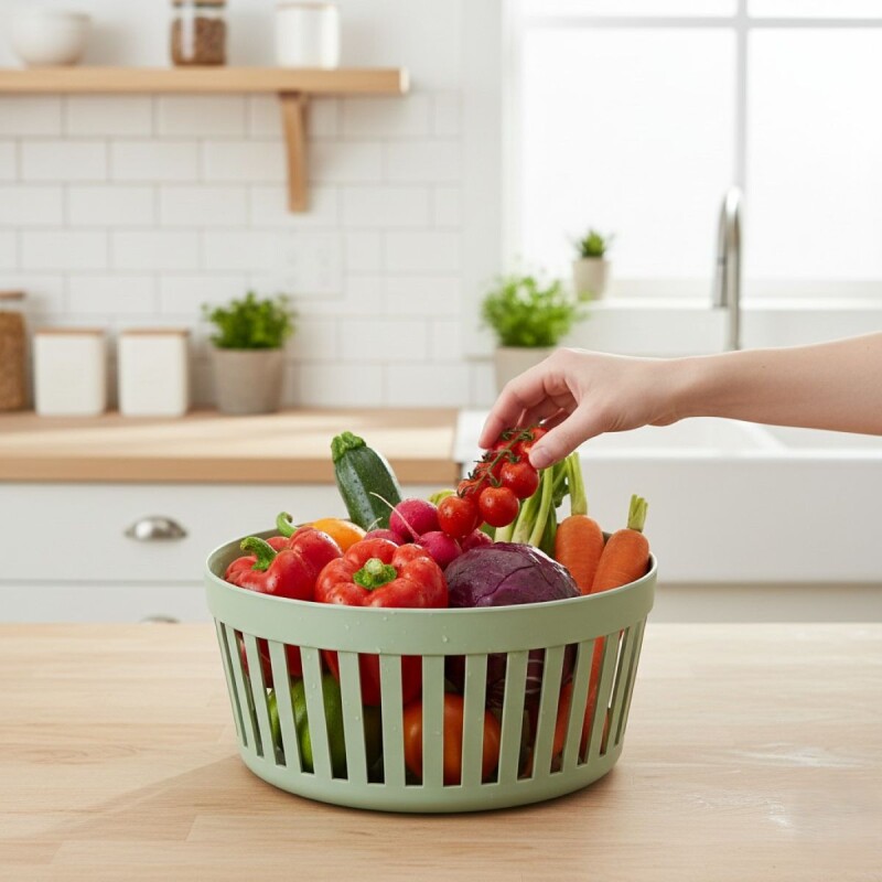 CESTA PLAST VERDE 22.6X22.6X10CM Unica