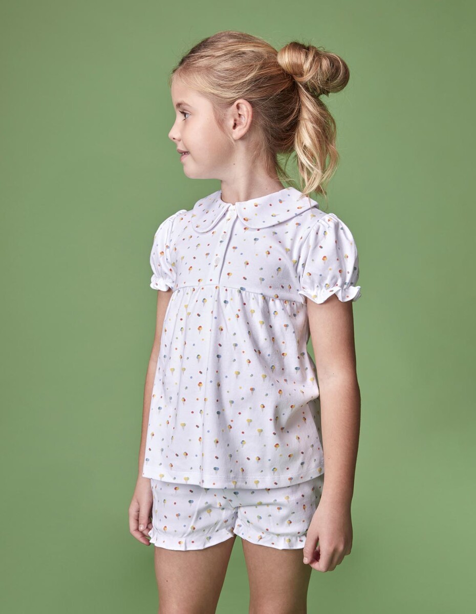 Pijama Estampado Helados - Blanco 