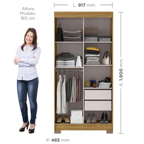 Ropero Antares Armario 2 Puertas Corredizas 2 Cajones Estantes y Perchero Marrocos Ropero Antares Armario 2 Puertas Corredizas 2 Cajones Estantes y Perchero Marrocos