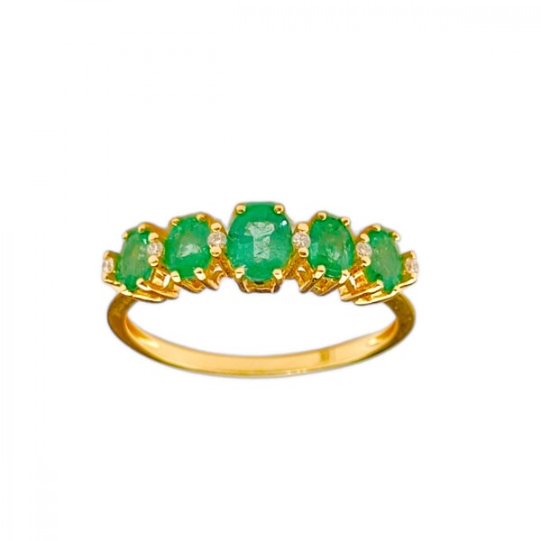 Anillo Vera-Oro 18k-Piedra Esmeralda y Zirconia-AN9503 conpiedra