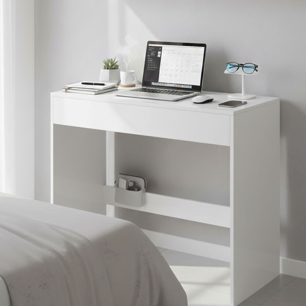 Escritorio tocador con espejo blanco ambientado